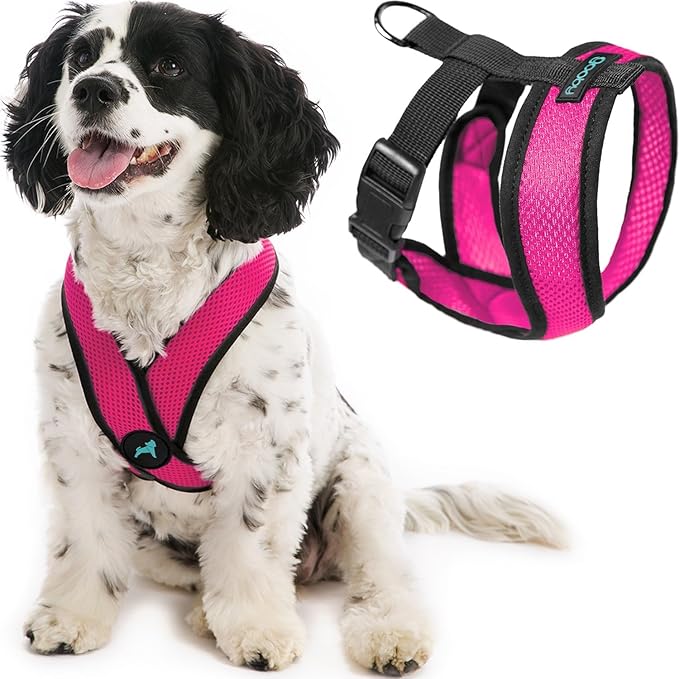 Gooby Comfort X Head In Harness - Flamingo Pink, Small - No Pull Dog Harness, Patented Choke-Free X Frame - On the Go Dog Harness for Medium Dogs, Indoor and Outdoor Use