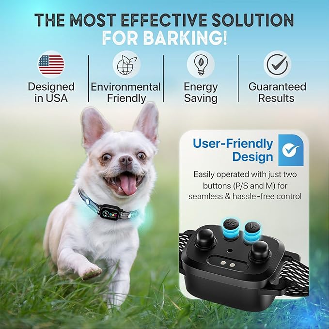 Tiny Bark Collar for Small Dogs 5-15 lbs – No Shock Anti Barking Collar with AI Chip – 3 Modes & 5 Sensitivity Levels – Waterproof, Rechargeable, Magnetic Charging – Humane, Effective Training (Black)