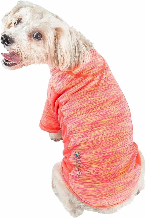 Pet Life ® Active 'Warf Speed' Heathred Dog Fitness and Yoga Pet T-Shirt Dog Clothes - Performance Dog T-Shirt with 4-Way-Stretch, Reflective and Quick-Dry Technology - Summer Dog Shirts X-Large