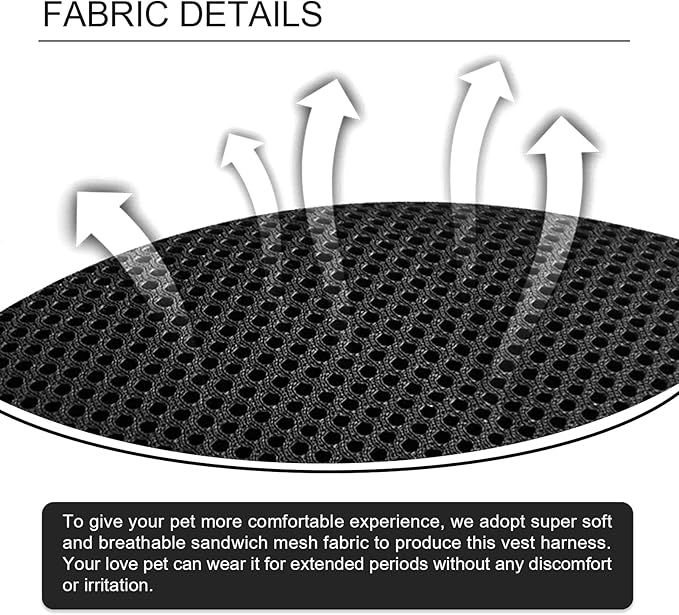 Cat Harness and Leash Set for Small Cat Kitten, Upgraded Escape Proof Adjustable Vest with Lead for Outdoor Walking, Soft Breathable Mesh Jacket with Reflective Stripes for Night(S, Black)