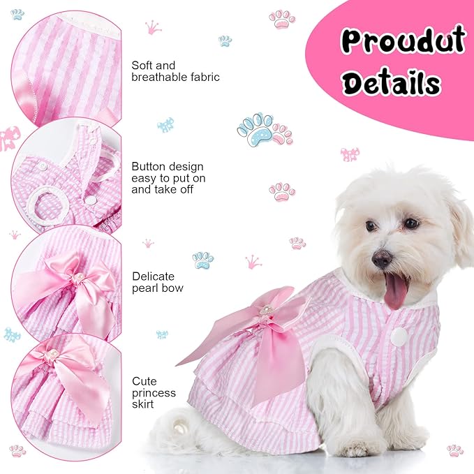 4 Pieces Dog Dresses Dogs Puppy Clothes Summer Princess Pet Dresses Girl Female Doggie Tutu Skirt Apparel for Chihuahua Yorkies Pup Cat Outfit(Medium)