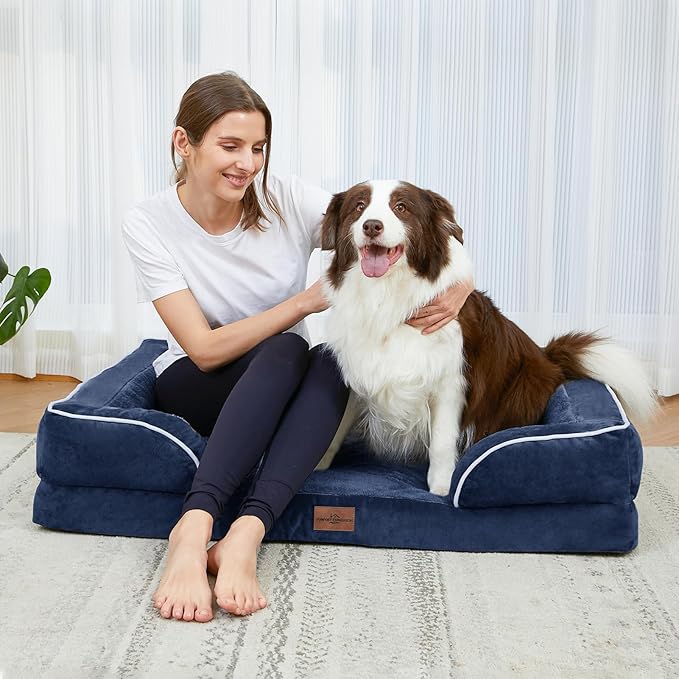 Comfort Expression Small Dog Beds Waterproof Orthopedic Foam Sofa Beds for Small Dogs Comfy Pet Bed with Washable Removable Cover & Non-Slip Bottom(XX-Small,Navy Blue)