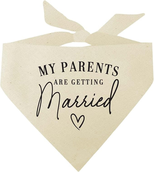 My Parents are Getting Married | 100% Unbleached Cotton Adjustable Triangle | Engagement Announcement Photoshoot Prop | Bridal Shower Gift | Made in USA | Natural X-Small (648)