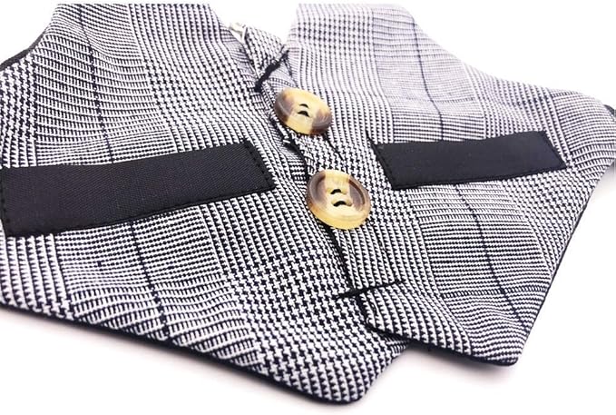 Hypeety Multipurpose Rabbit Vest Harness and Leash Set Small Animal Adjustable Soft Harness with Button Decor Formal Suit Style for Bunny Rabbit Kitten Small Animal Walking (L)