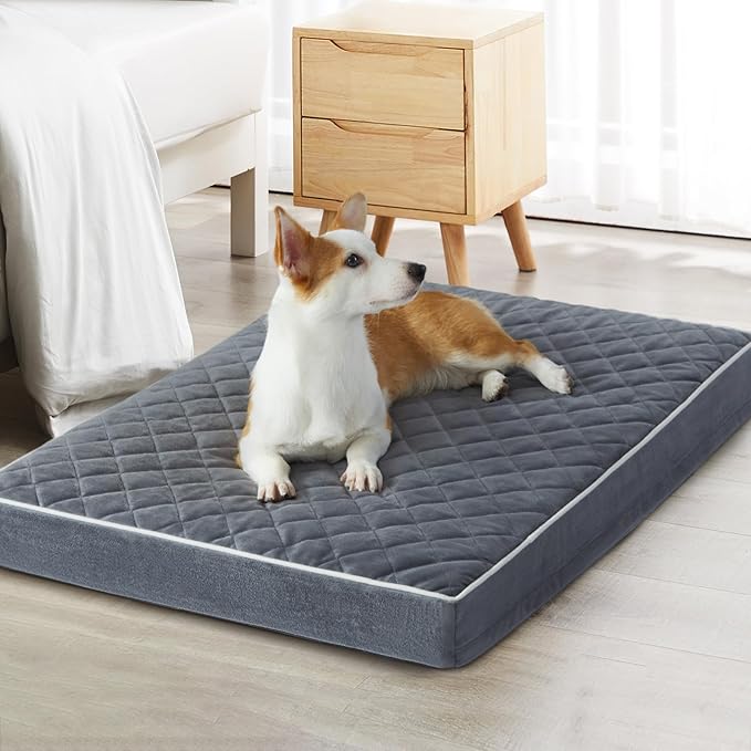 WNPETHOME Orthopedic Dog Beds for Medium Dogs, LargeDog Bed with Removable Washable Cover & Anti-Slip Bottom, Multi-Needle Quilting XL Pet Bed (Grey), L (36x27x3)