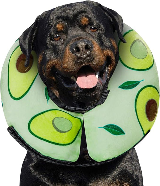 Dog Cone Collar for Small to Large Dogs for After Surgery, Pet Inflatable Neck Donut Collar Soft Protective Recovery Cone for Dogs and Cats - Alternative E Collar Does Not Block Vision - Avocado,XL