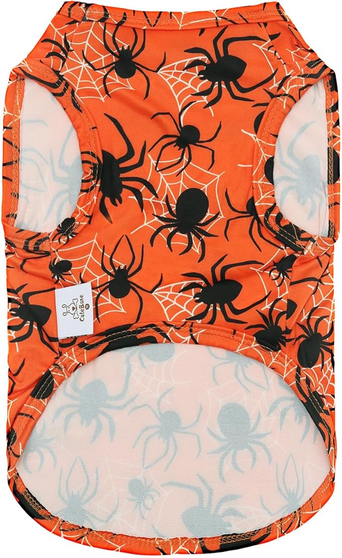 CuteBone Halloween Dog Shirts 2-Pack Soft Pet Clothes Breathable Summer Vest for Small Puppy and Stretchy Cat Apparel 2BX22XS
