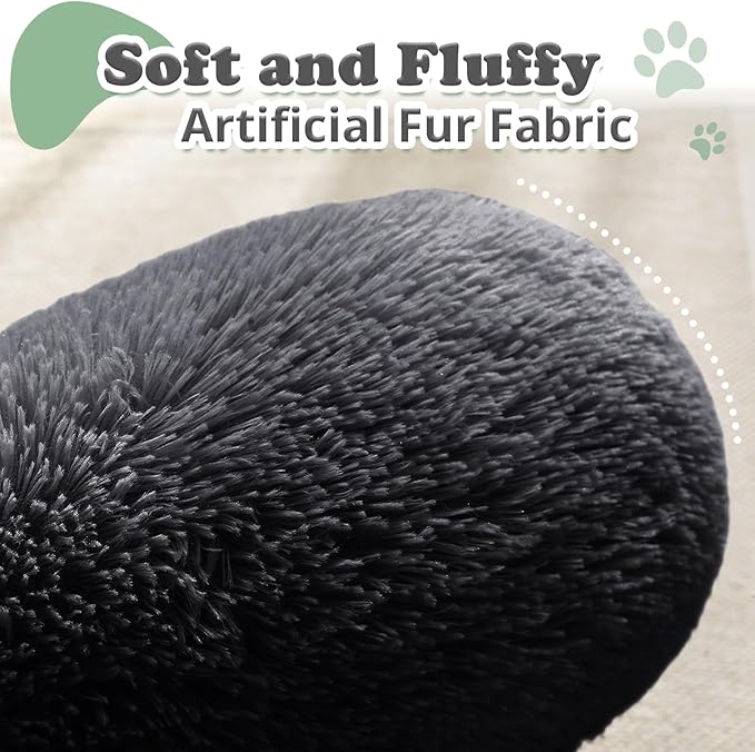 JOLLYVOGUE Dog & Cat Bed, Calming Anti-Anxiety Pet Bed for Small Dogs, Fluffy Donut Cushion for Small and Medium Pets (24")