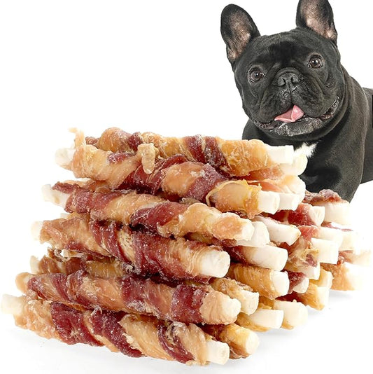 ASMPET Dog Treats Small Dogs, Duck Chicken Wrapped Rawhide Bones Dog Chews Long Lasting Cleaning Teeth Grain Free Healthy Natural for Medium Large Breed (20 pcs, 10.6 oz, 5 inch)