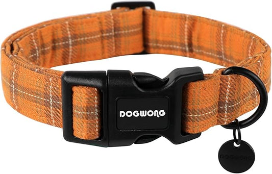DOGWONG Cotton Dog Collar, Heavy-Duty Fall Dog Collar Durable Soft Fabric Pet Dog Collars Cute Halloween Puppy Necklace for Small Medium Large Dogs