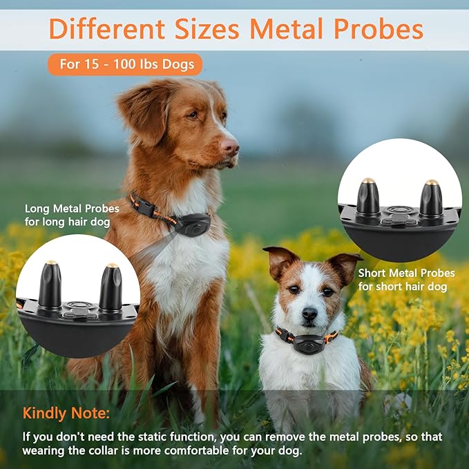 Dog Training Collar, IPX7 Waterproof Dog Shock Collar with Remote Control Range 1300ft, 3 Training Modes, Beep, Shock, Vibration, Rechargeable Shock Collar for Large Medium Small Dogs