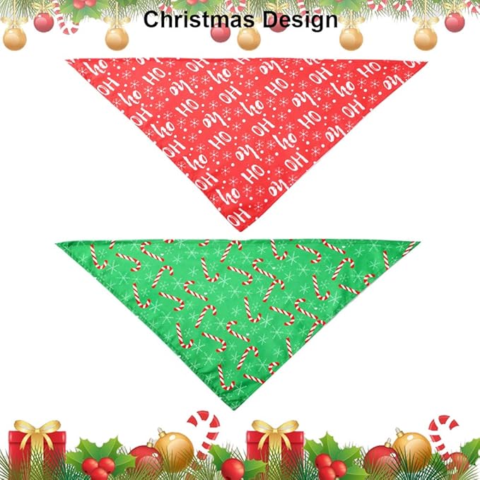 ADOGGYGO 4 Pack Dog Bandana Christmas Dog Scarf Triangle Bibs Kerchief Set Red Green Pet Christmas Costume Accessories Decoration for Small Dogs Puppies (Small)