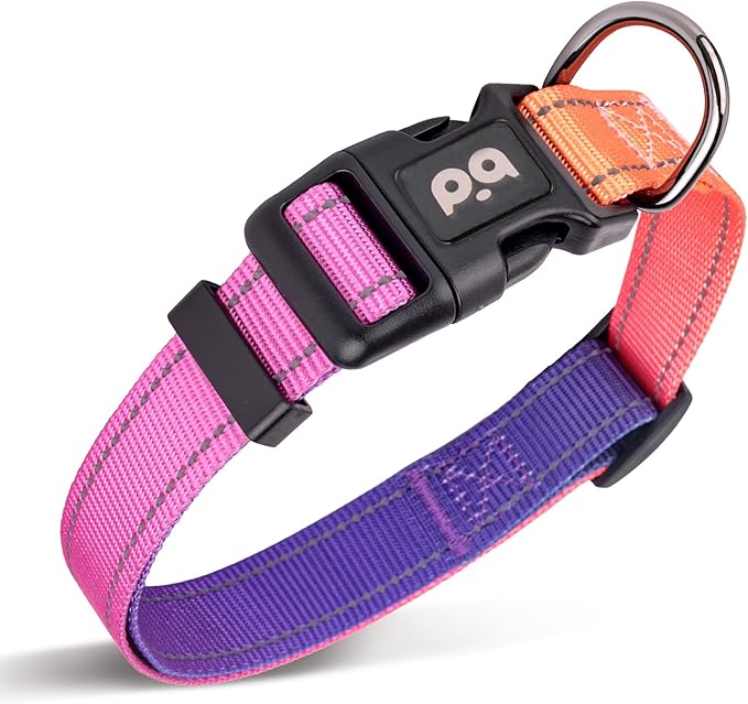 Dog Collar Cute Flower, Reflective Adjustable Basic Collars for Girl Female Small Medium Large Dogs Walking Running(Small,Orange Red)