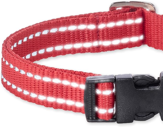Adjustable Reflective Dog Pet Collar for Small, Medium and Large Dogs, Red, Large
