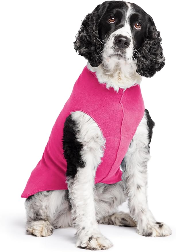 Stretch Fleece Dog Coat, Stretchy Pet Sweater, Machine Washable Pullover for Winter and Fall, Fuchsia, 20