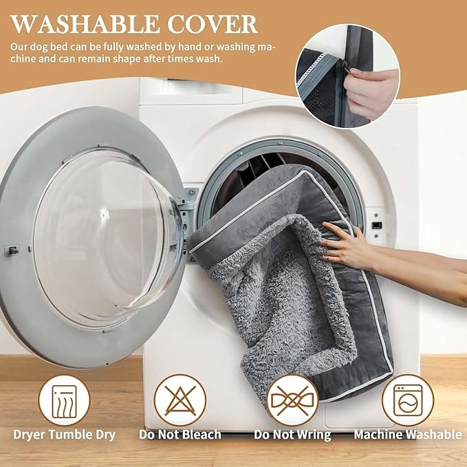 Comfort Expression Jumbo Dog Bed for Extra Large Dogs, Waterproof Orthopedic Dog Bed, Large Breed Dogs Beds, PV Washable Sofa Beds with Removable Cover & Non-Slip Bottom(Jumbo,Grey)