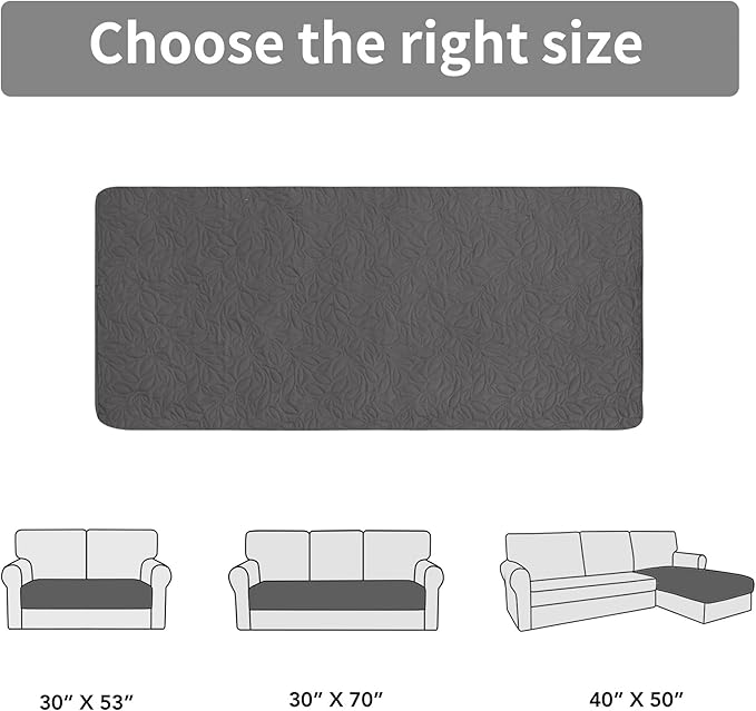 Easy-Going Waterproof Dog Bed Cover Reversible Leak Proof Pet Blanket Replacement Mat for Furniture Washable Couch Cover Sofa Cover for Dogs Cat(40x50 Inch, Gray/Light Gray)