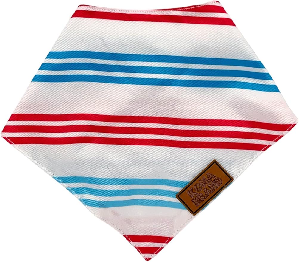 KonaBrandCo- Premium Handmade Dog Bandana | Dual Layered Silky Durable Polyester Fabric | Adjustable Fit Custom Shape- Won't Roll (Large, TUCKER)