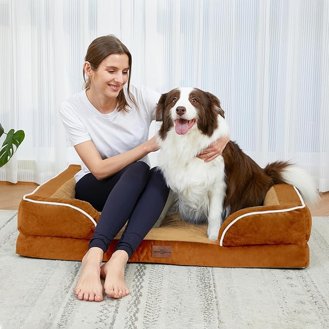 Comfort Expression Small Dog Beds Waterproof Orthopedic Foam Sofa Beds for Small Dogs Comfy Pet Bed with Washable Removable Cover & Non-Slip Bottom(XX-Small,Caramel)