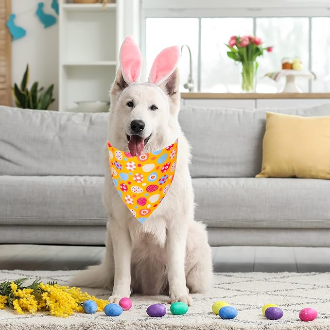ADOGGYGO Easter Dog Bandana, Multiple Sizes Offered, Reversible Triangle Easter Bandana Scarf for Large X-Large Dogs Pets (X-Large)