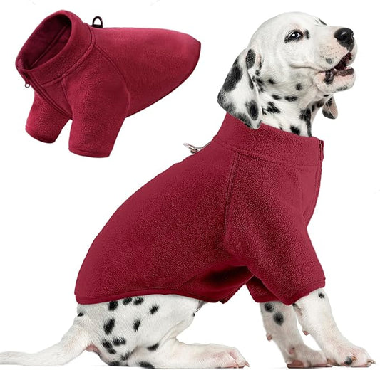 AOFITEE Warm Dog Sweater, Fleece Jacket for Male/Female Medium Dogs, D-Ring, Turtleneck, XL