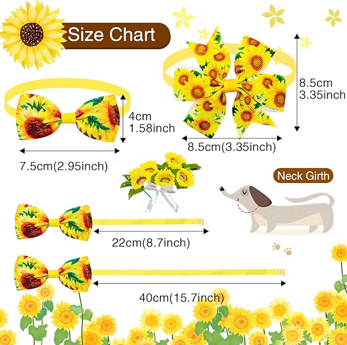 Floral Pet Bow Tie and Necktie Set Bulk 100pcs-Adjustable Dog Cat Costume Accessories for Weddings,Parties.Photo Shoots(Vibrant Flower Patterns)