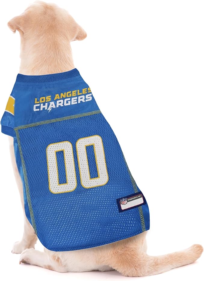 Pets First NFL Los Angeles Chargers Dog Jersey - Large Size, Licensed Football Jersey Costume for Dogs