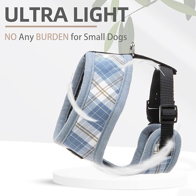 PUPTECK Soft Mesh Dog Harness and Leash Set Pet Puppy Cat Comfort Padded Vest No Pull Harnesses, Sky Blue, S