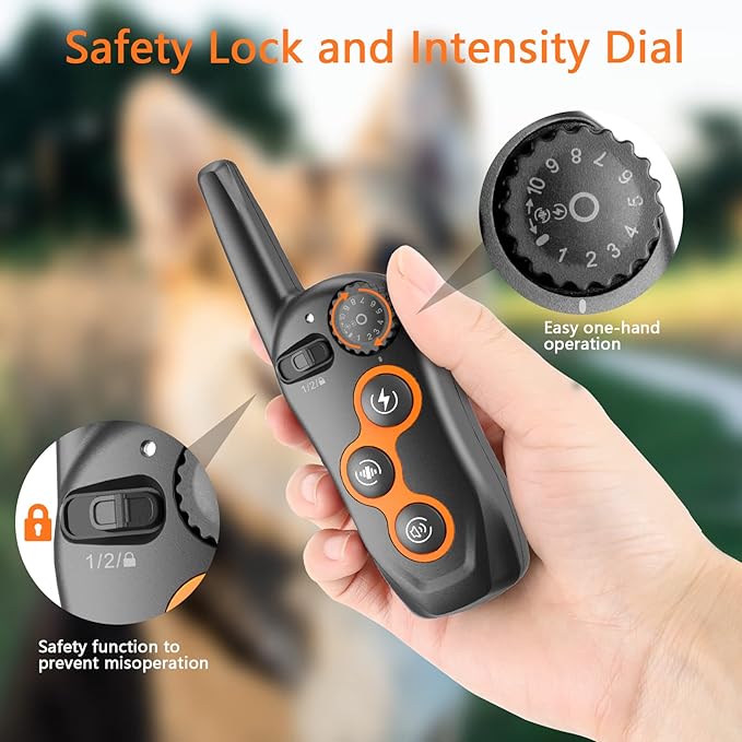Dog Training Collar, IPX7 Waterproof Dog Shock Collar with Remote Range 1300ft, 3 Training Modes, Beep, Static, Vibration, Rechargeable Electric Training Collar for Small Medium Large Dogs