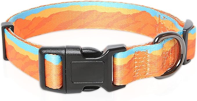 Timos Dog Collar, Adjustable Soft Dog Collar for Small Medium Large Dogs, Patterned Puppy Collars with Quick Release Buckle for Boy and Girl Female Dogs,L Length 15.94''-25.59'