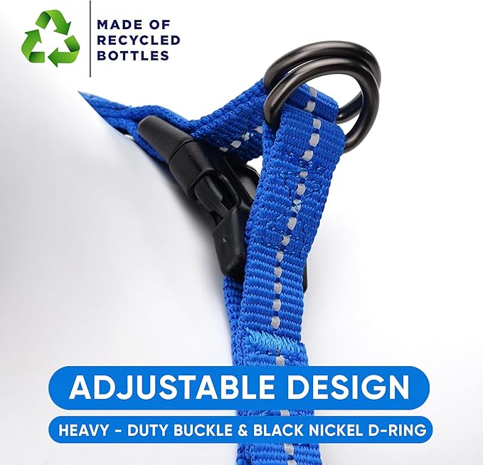 Pawtitas Recycled Dog Harness with Reflective Stitched a Puppy Harness Made from Plastic Bottles Collected from Oceans Small Blue Ocean
