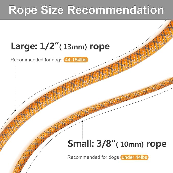 Fida Durable Slip Lead Dog Leash, 6 FT x 3/8" Heavy Duty Dog Loop Leash, Comfortable Strong Rope Slip Leash for Small Dogs and Puppies, No Pull Pet Training Leash with Highly Reflective (3/8", Orange)