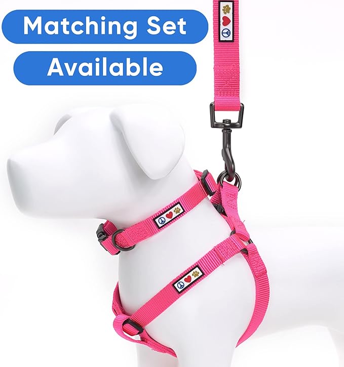 Pawtitas Solid Color Step-in Dog Harness - Pink, Large, for Puppy & Dog Training & Walking