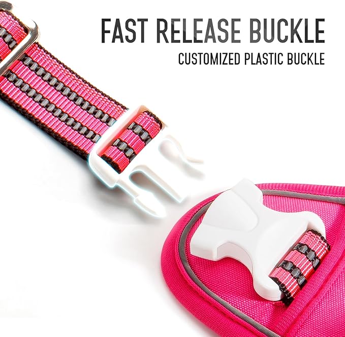 Tactical Dog Harness for Medium Large Dogs, Pink Dog Harness with ID Card, Reflective Hiking Harness for Training Easy Control Dog Vest with Handle Pink