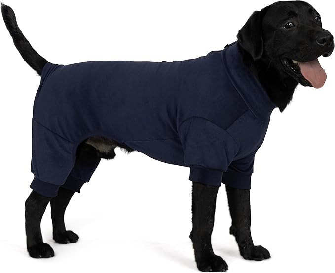 Cyeollo Soft Stretchable Thermal Dog Pjs & Onesie - Winter Dog Clothes, Navy XXL