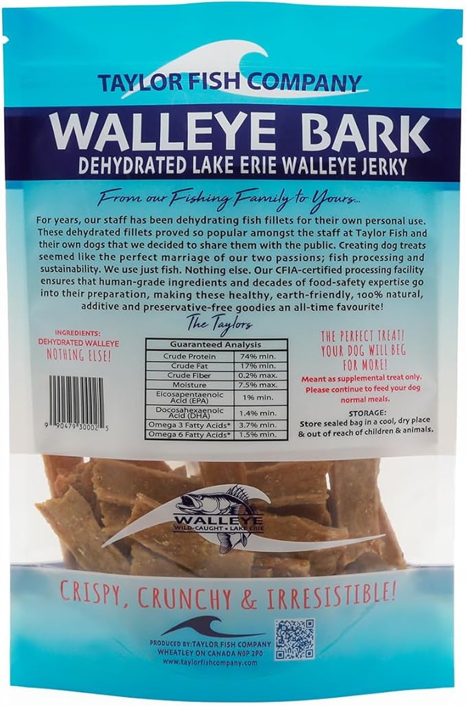 Single Ingredient Dog Treats | Natural Dehydrated Walleye Fish Snacks | Grain-Free High-Protein, Human Grade, No Additive | For Healthy Skin Coat & Dental Care | Dog Training Treats (1LB/16oz Bag)