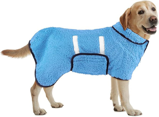 Bienbee Dog Bathrobe, Quick Drying Super Absorbent Dog Robes for After Bath, Warm Keeping Dogs Towel, Dogs Bath Supplies, Light Blue L