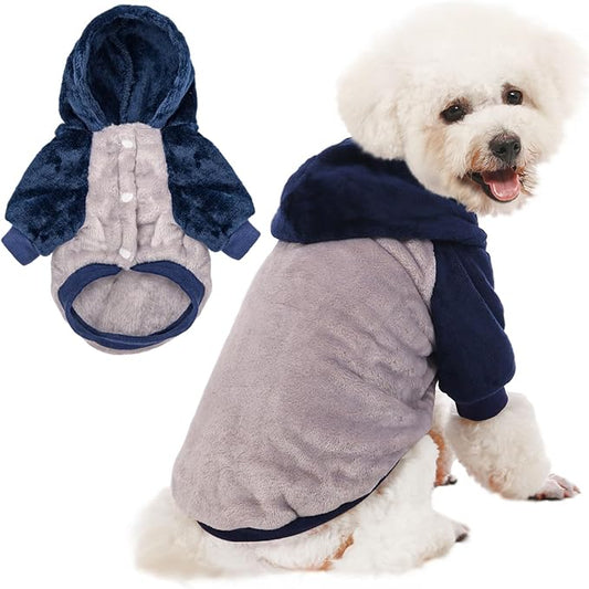 FabriCastle Small Dog Hooded Sweater, Dog Clothes XXS XS Small for Dogs Boy & Cats, Soft and Warm Pet Coat, Winter Pet Jacket, Doggy Apparel Costumes, Puppy Outfits Hoodies (Grey Body, X-Large)