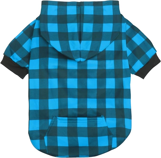Plaid Dog Sweaters Hoodies Sweatshirts for Dogs Cats, Warm and Soft Cold Weater Coats for Christmas (Blue, X-Large)