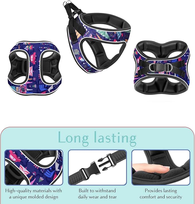 Comfort fit Step-in Christmas Dog & Puppy Harness - Comfortable All Weather Dog Vest Harness: Adjustable, Soft Padded, Easy to Put-on for Small, Medium-Sized Dogs.