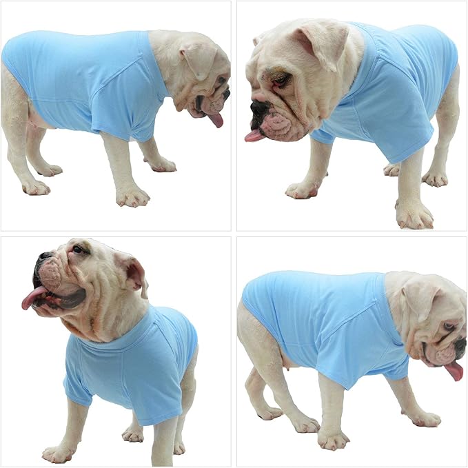 Lovelonglong Pet Clothing Dog Costumes Basic Blank T-Shirt Tee Shirts for Medium Large Dogs Light-Blue XXL+