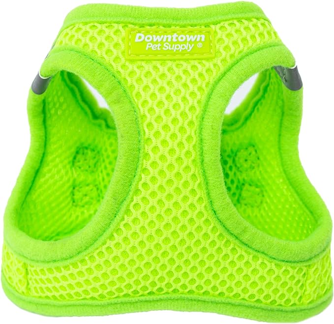 Downtown Pet Supply Step in Dog Harness for Small Dogs No Pull, Small, Atomic Yellow - Adjustable Harness with Padded Mesh Fabric and Reflective Trim - Buckle Strap Harness for Dogs
