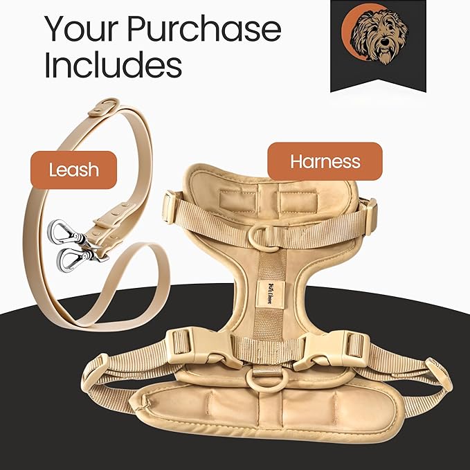 Tito's Closet XS Dog Harness and Leash Set, Soft Neoprene Material, No Pull Dog Harness, Tan, XS