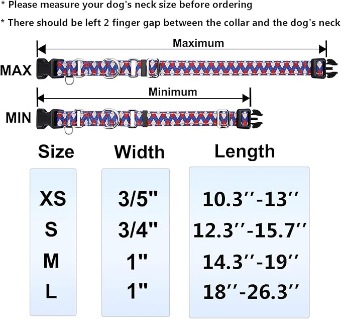 Reflective Martingale Dog Collar with Buckle Soft Nylon Geometric Patterns Pet Collars for Small Dogs (Argyle, S)