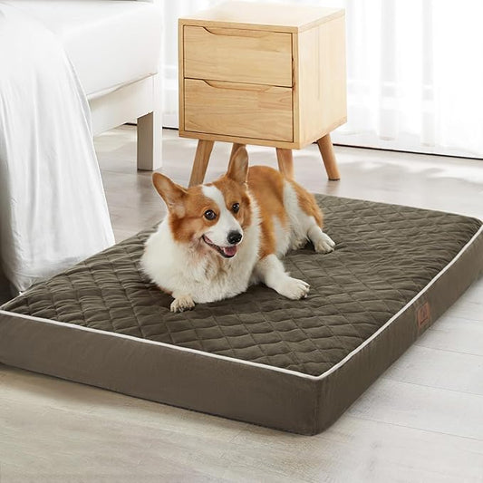 WNPETHOME Orthopedic Dog Bed - Extra Large, Waterproof with Removable, Washable Cover & Anti-Slip Bottom, Egg Crate Foam, Multi-Needle Quilting for Large Dogs