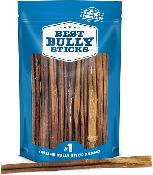 Best Bully Sticks 12 Inch Thick Bully Sticks - 10 Count (Pack of 1) - Natural, Grass-Fed, Single Ingredient, Grain and Rawhide Free, Ideal for Large Dogs