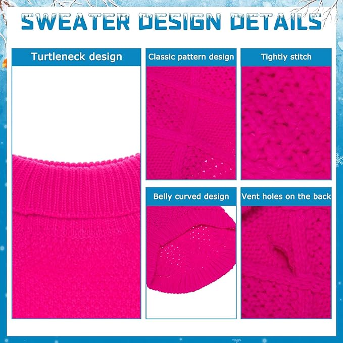 Mihachi Turtleneck Dog Sweater - Winter Coat Apparel Classic Cable Knit Clothes with Leash Hole for Cold Weather, Ideal Gift for Pet in New Year