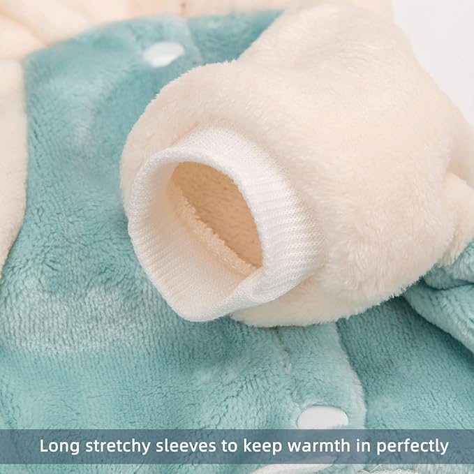 FabriCastle Dog Hoodie Sweater for Small Dogs Boy and Girl, Small Dog Clothes XS XXS Puppy Sweatshirt, Pet Outfit, Cat Clothing Super Soft Warm Snap On Closure (Green-Cream, X-Small)