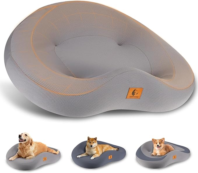 Orthopedic Dog Beds for Large/Medium Dogs, 9'' Thick Pure Memory Foam Dog Bed with Removable Washable Cover, Waterproof Couch Pet Bed, 60D High Density, Chewproof, Easy Cleaning, Grey