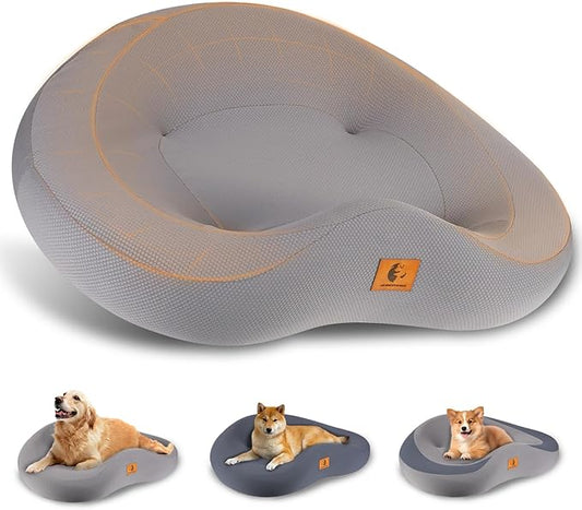 Orthopedic Dog Beds for Large/Medium Dogs, 9'' Thick Pure Memory Foam Dog Bed with Removable Washable Cover, Waterproof Couch Pet Bed, 60D High Density, Chewproof, Easy Cleaning, Grey